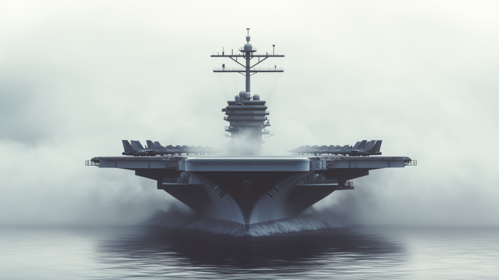 Air Craft in water with smokey background